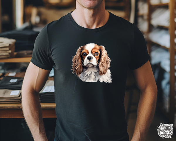 Cavalier King Charles Spaniel Dog DTF Transfer Gift Iron On Transfer Do it Yourself Heat Press for Clothing T Shirt Any Material Long Lasting (KCCS048)