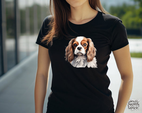 Cavalier King Charles Spaniel Dog DTF Transfer Gift Iron On Transfer Do it Yourself Heat Press for Clothing T Shirt Any Material Long Lasting (KCCS048)