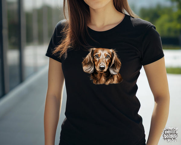 Dachshund Dog DTF Transfer Gift Iron On Transfer Do it Yourself Heat Press Hot Cold Peel for Clothing T Shirt Any Material Long Lasting (DACH050)