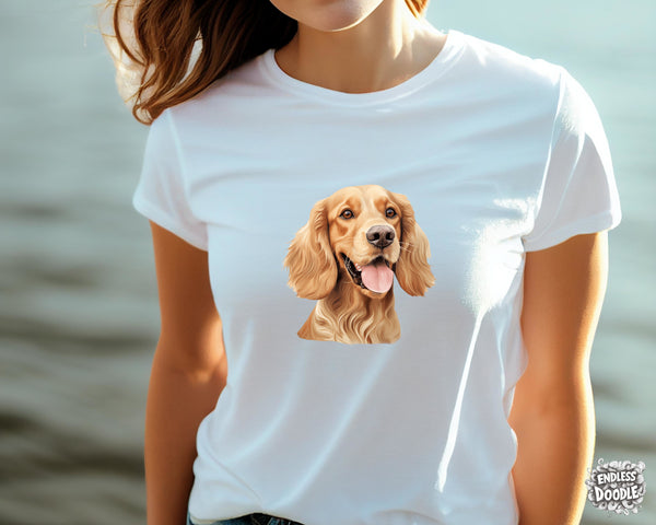 English Cocker Spaniel Dog DTF Transfer Gift Iron On Transfer Do it Yourself Heat Press for Clothing T Shirt Any Material Long Lasting (ECOCKS011)