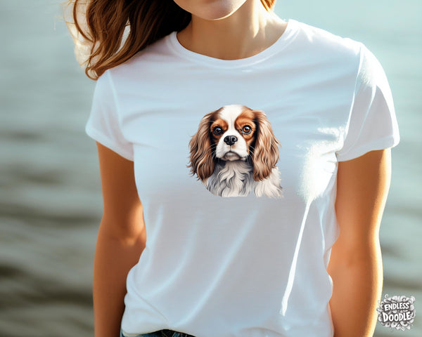 Cavalier King Charles Spaniel Dog DTF Transfer Gift Iron On Transfer Do it Yourself Heat Press for Clothing T Shirt Any Material Long Lasting (KCCS048)