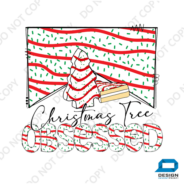 Christmas DTF Transfer - Christmas Tree Obsessed 2 - Do it Yourself Iron On or Heat Press Hot Cold Peel T Shirt Any Material Full Colour